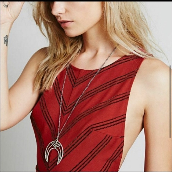 Free People Red-Orange Striped Mini Dress - Picture 3 of 4